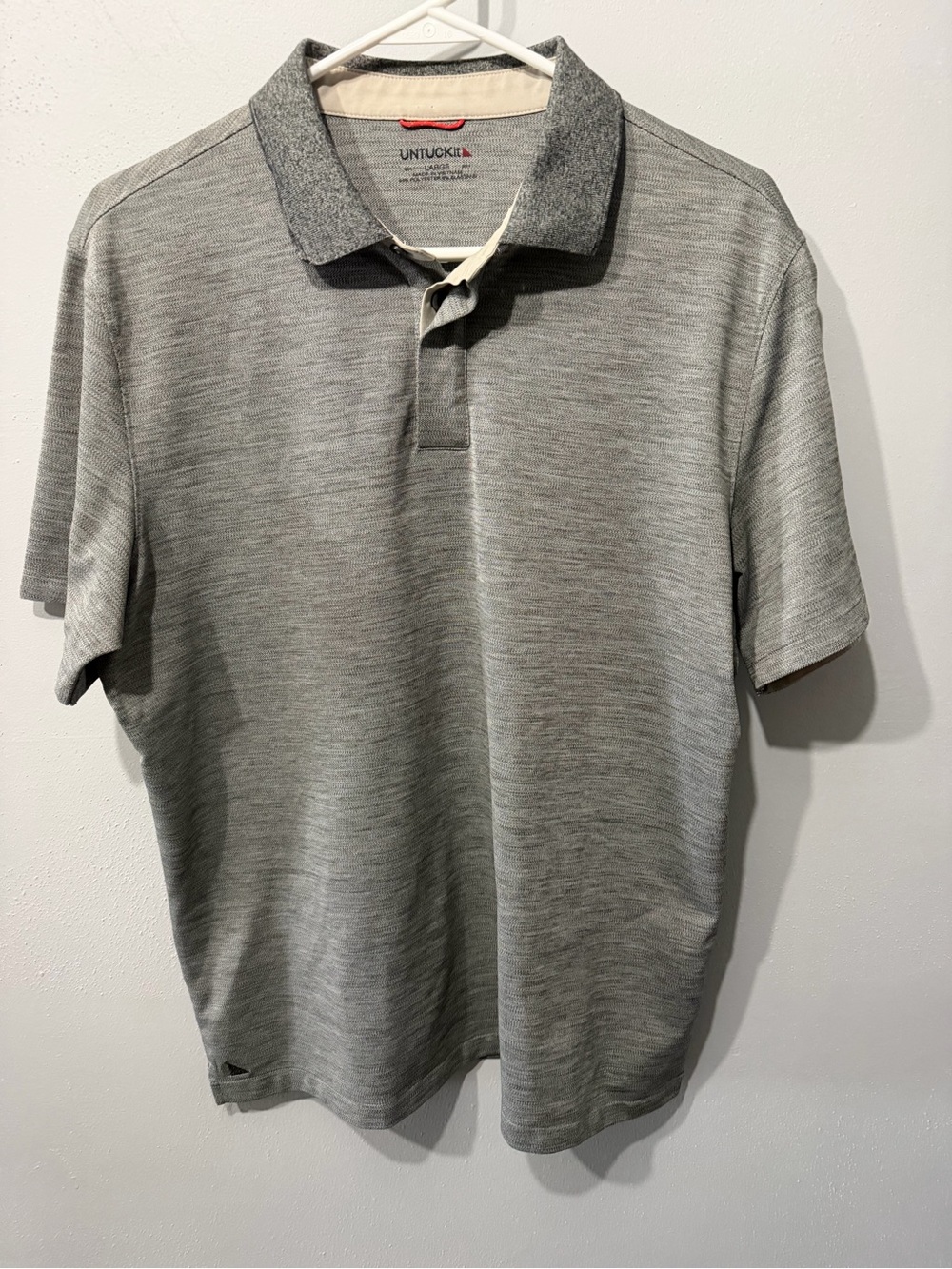 UNTUCKit Hannifer Performance Polo Shirt Men Large Grey Short Sleeve